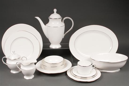 Appraisal: Lenox silver lustre trimmed porcelain -piece partial dinner service in