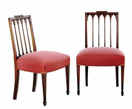 Appraisal: Pair New York Federal carved mahogany side chairs possibly Slover