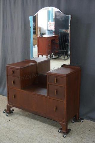 Appraisal: Antique ca Ladies Walnut Vanity with Mirror Early 's -