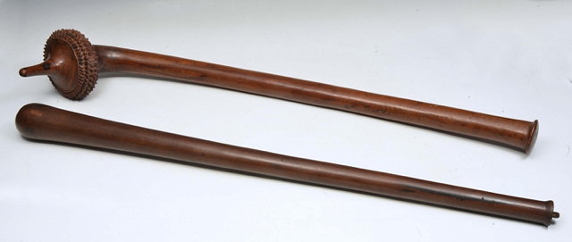 Appraisal: A FIJIAN HEAVY WOODEN POLE CLUB with tapering shaft and