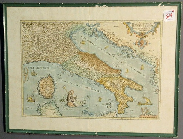 Appraisal: Hand colored map of Italy x map and a French