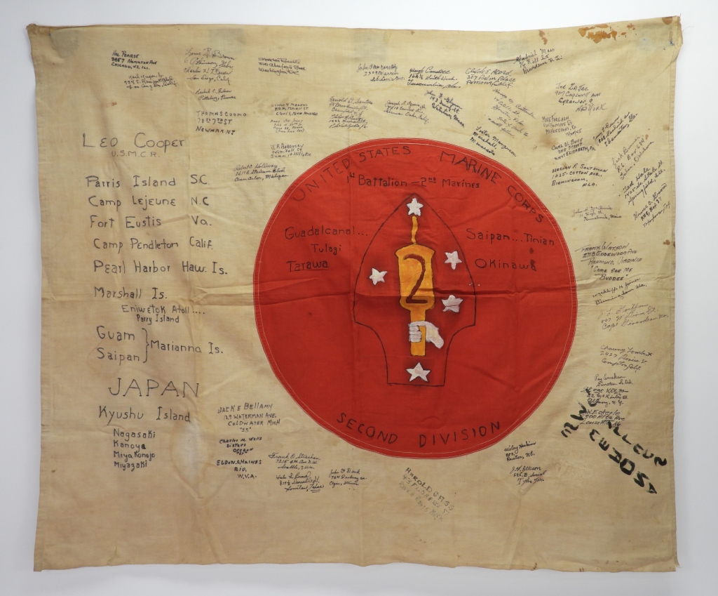 Appraisal: AMERICAN ND MARINE DIVISION SIGNED JAPANESE FLAG Japan Cotton Japanese