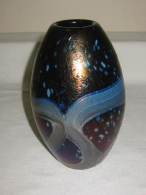 Appraisal: A MDINA GLASS VASE of ovoid form with swirling lustre