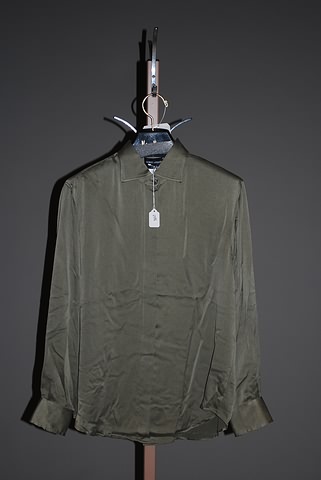 Appraisal: Giorgio Armani olive green long sleeve silk blouse with shirt