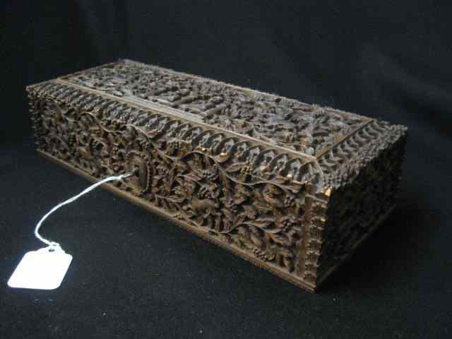 Appraisal: Anglo-Indian Carved Dresser Box th century with London Exposition label