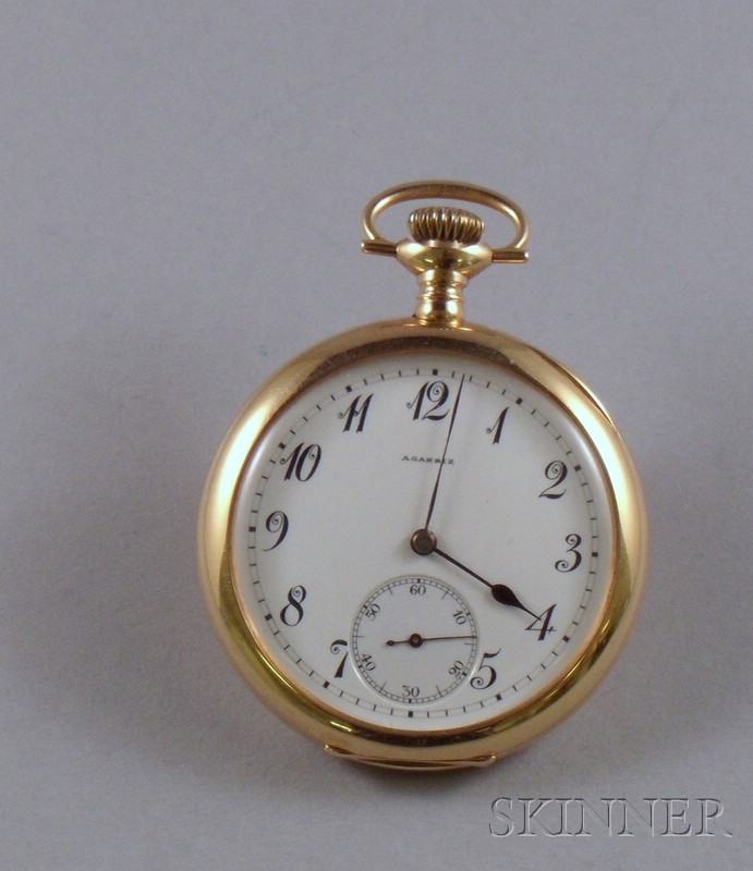 Appraisal: Swiss kt Gold -jewel Agassiz Open Face Pocket Watch movement