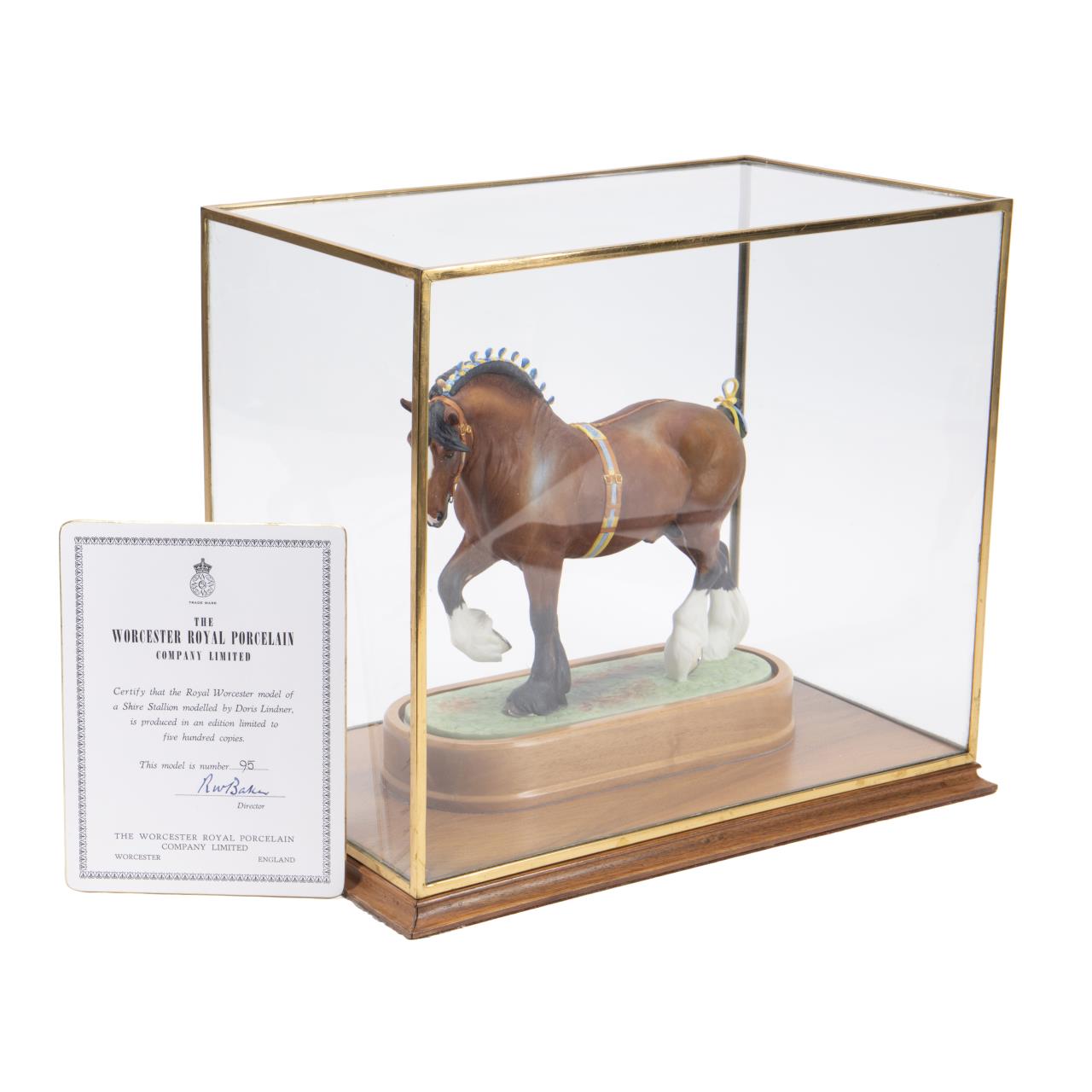 Appraisal: ROYAL WORCESTER SHIRE STALLION IN CASE Royal Worcester English bisque