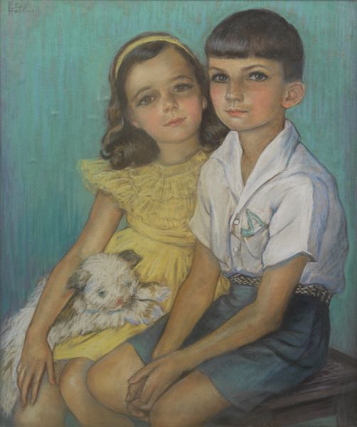 Appraisal: EVELYN ENOLA ROCKWELL AMERICAN - x Portrait of young siblings