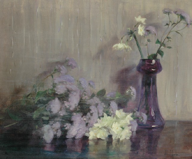 Appraisal: John Loxton - The Mauve Vase oil on canvas sined