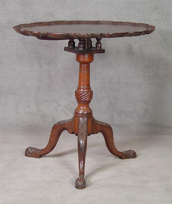 Appraisal: English Mahogany Piecrust Tilt Top Table th Century With bird