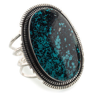 Appraisal: Navajo Sterling Silver and Turquoise Cuff Bracelet ca a wire