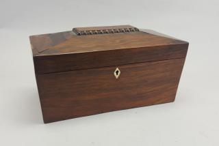 Appraisal: th C Rosewood Tea Caddy w Inserts th C Rosewood