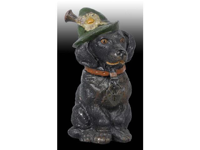 Appraisal: German Lead Dog with Hat Still Bank Description Original lock