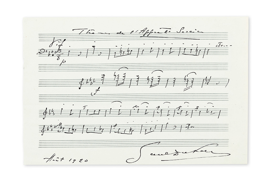 Appraisal: THE SORCERER'S APPRENTICE DUKAS PAUL Autograph Musical Quotation dated and