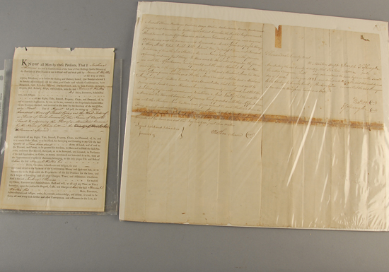 Appraisal: Two Early Documents one concerning a land transfer in Philadelphia