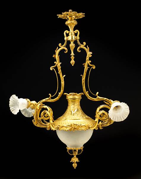 Appraisal: A Belle Epoque gilt bronze five light chandelier fourth quarter