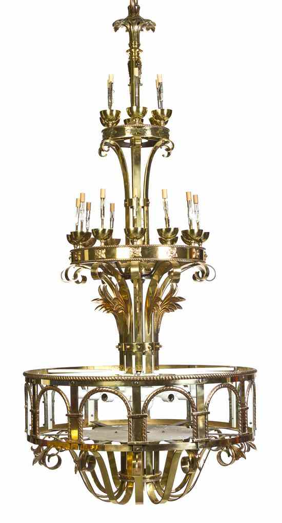 Appraisal: A Neoclassical Brass Fixture having multiple lighting elements in three