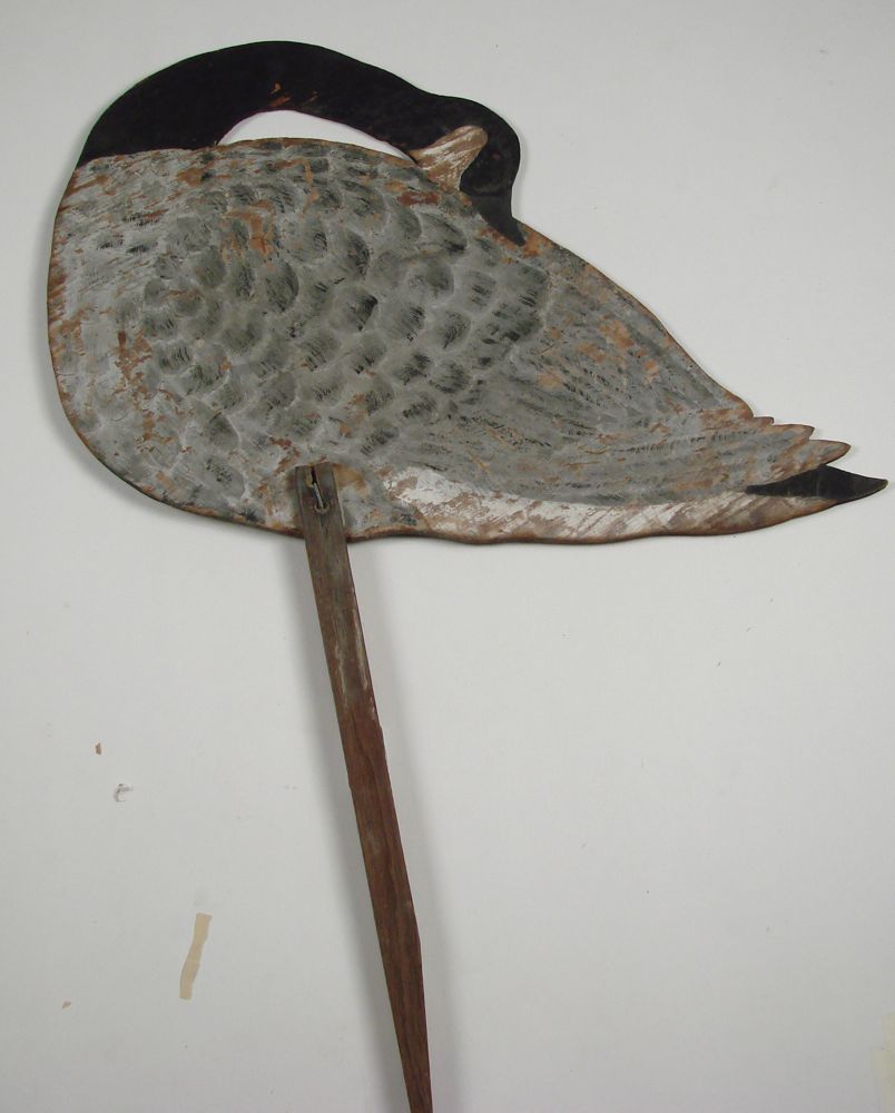 Appraisal: STICK-UP SILHOUETTE CANADA GOOSE DECOY In preening position Unknown maker