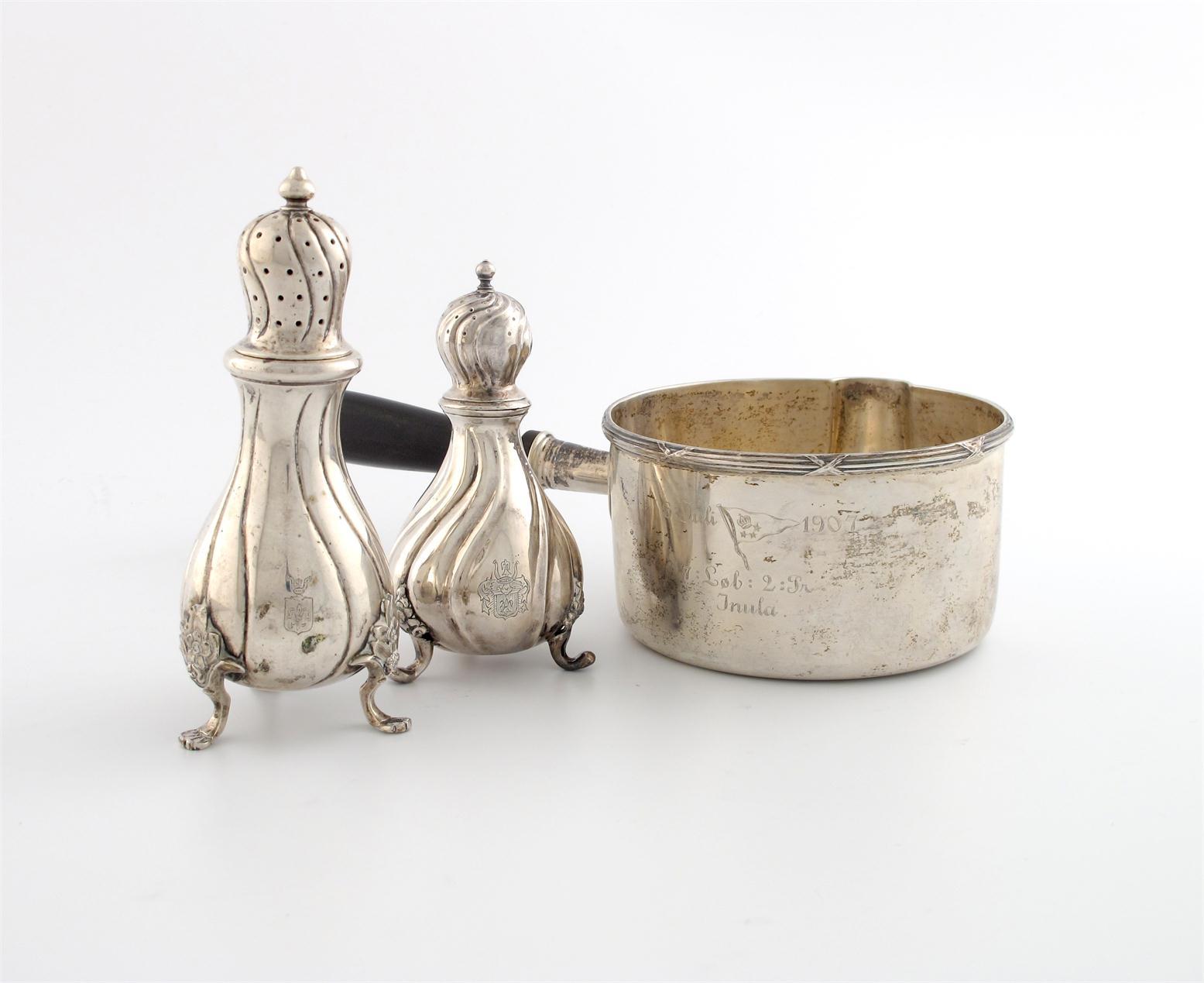 Appraisal: A Danish silver brandy pan