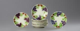 Appraisal: Set of Twelve French Majolica Fruit Plates th c Set