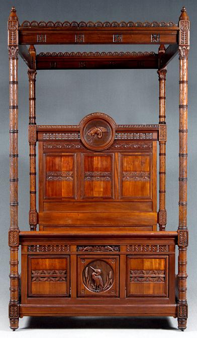 Appraisal: Herter Brothers four poster bedstead mahogany and Spanish cedar posts