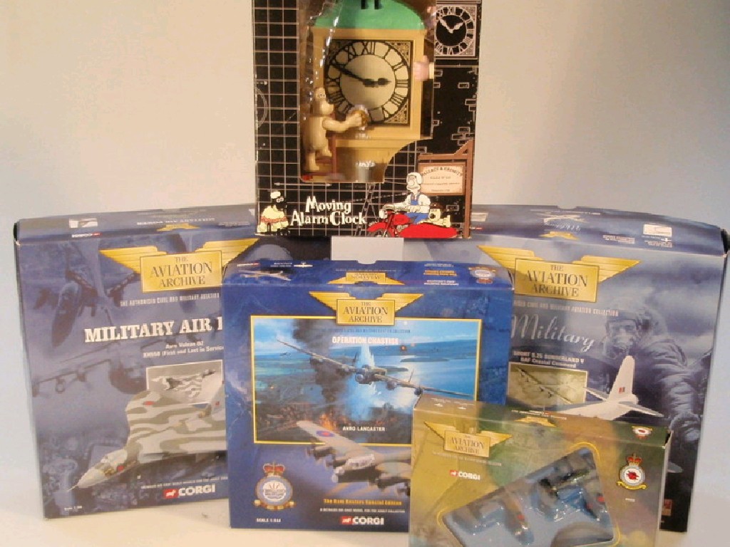 Appraisal: Four Corgi military aircraft and a Wallace and Gromit alarm