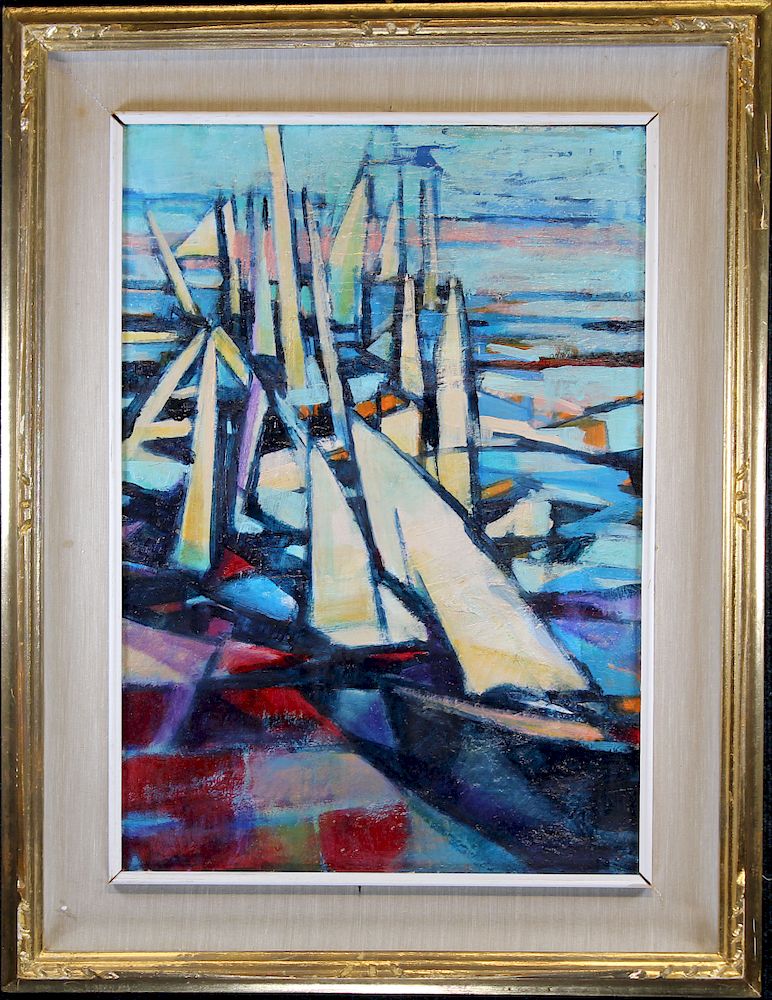 Appraisal: Painting of Livorno Italy Signed Painting of Livorno Italy Harbor