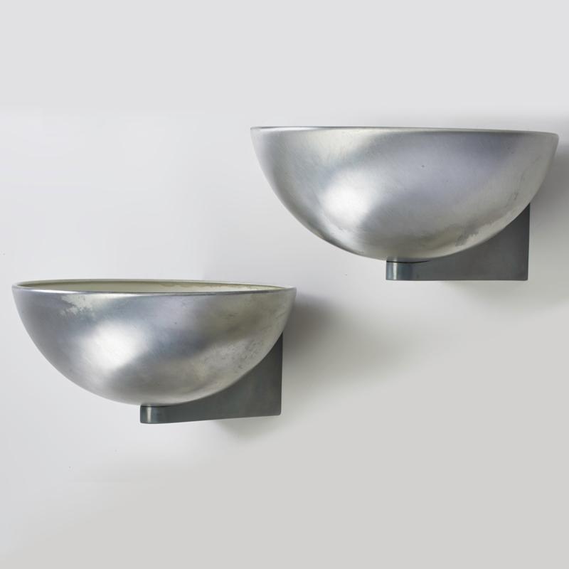 Appraisal: KURT VERSEN Pair wall sconces Engelwood NJ s Chromed aluminum