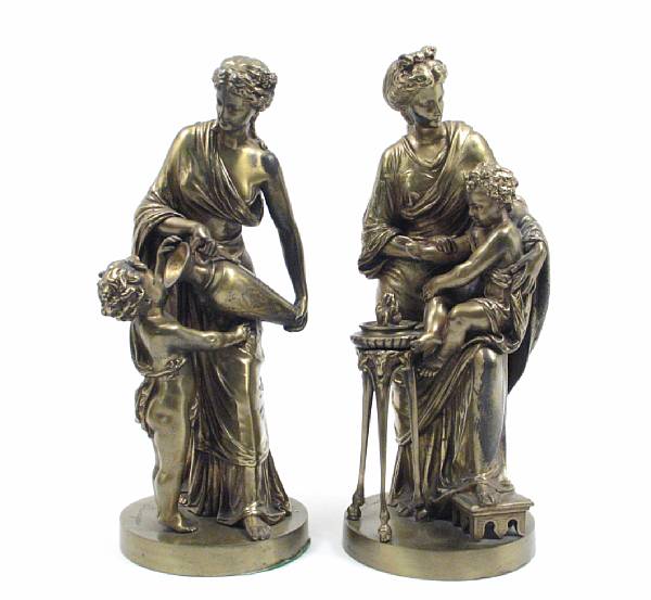 Appraisal: A pair of French gilt bronze figural groups cast after