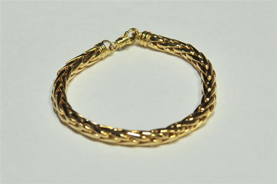 Appraisal: GOLD BRACELET Marked '' K'' yellow gold rope braid bracelet