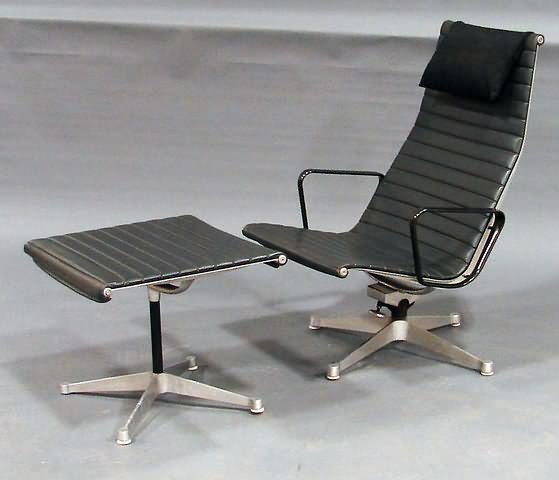 Appraisal: Lounge chair with arms and ottoman from the Eames Aluminum