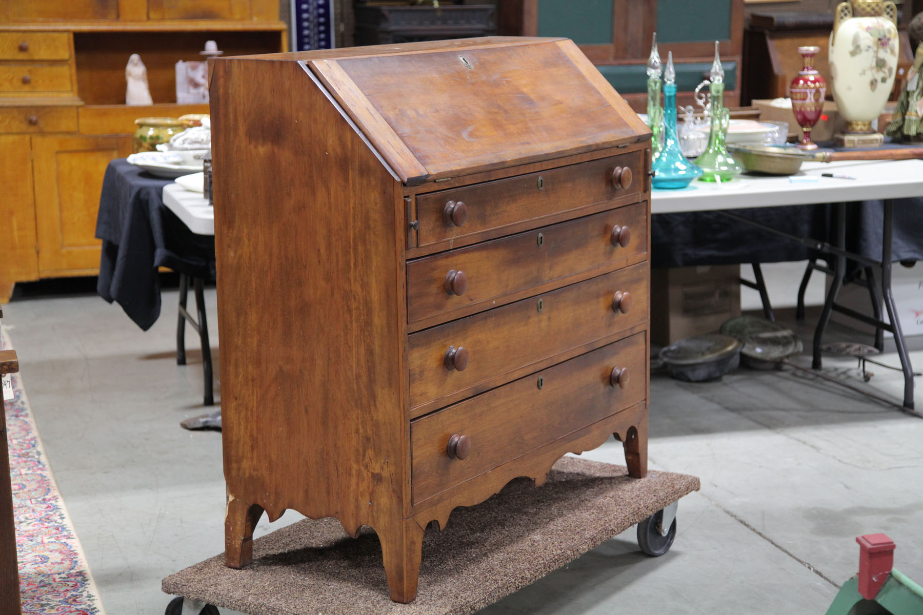 Appraisal: SLANT LID DESK American mid th century Maple desk of