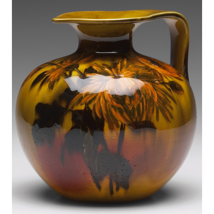 Appraisal: Rookwood handled vessel unusual bulbous shape in a Standard glaze