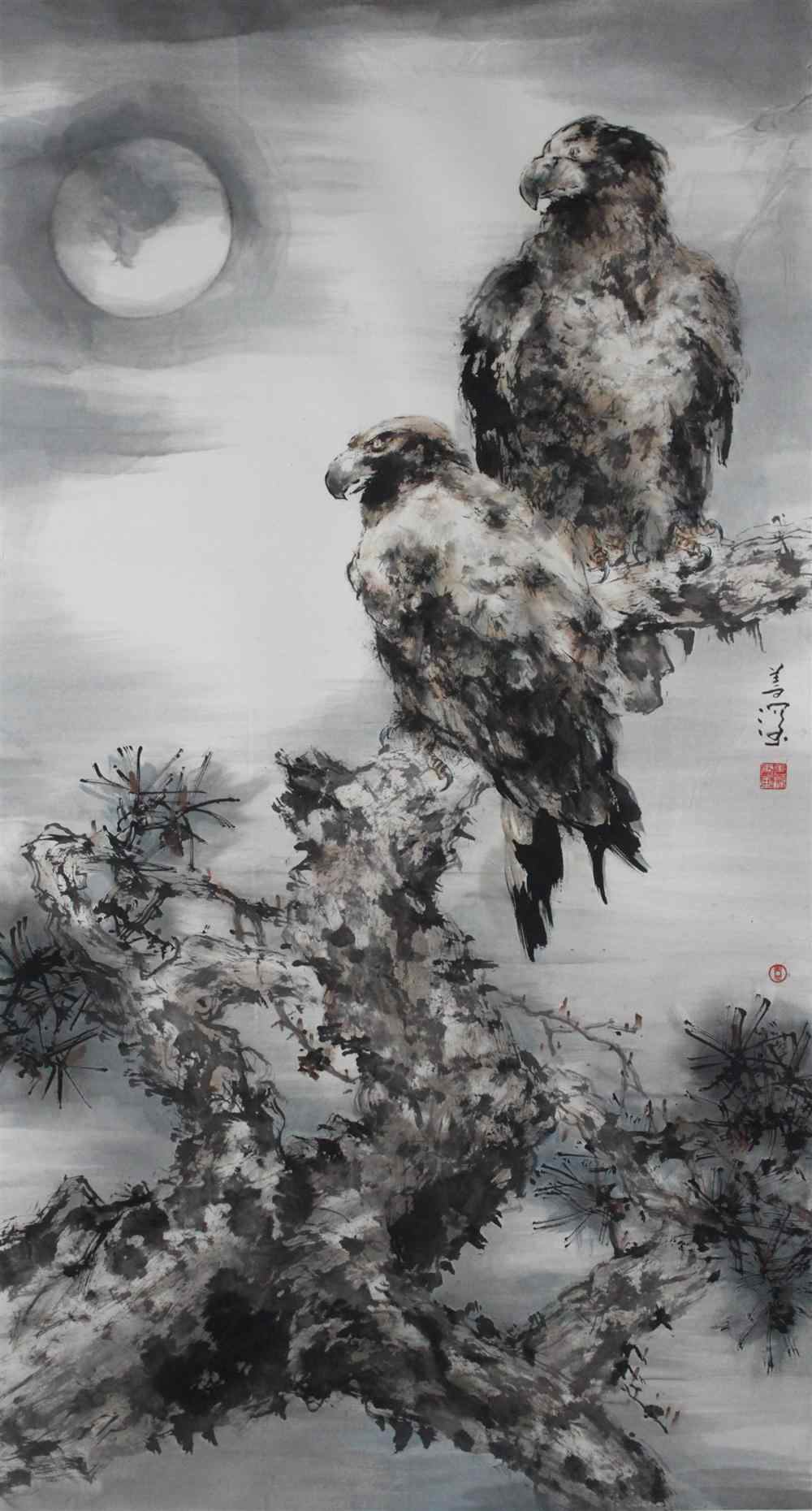 Appraisal: YANG SHANSHEN CHINESE - EAGLES Ink and color on paper