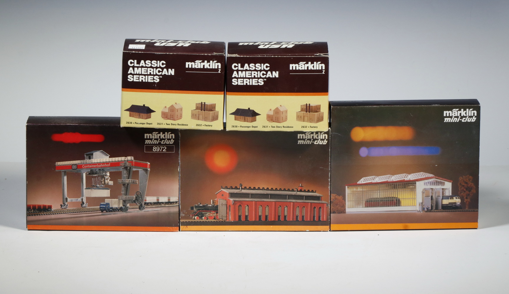 Appraisal: BOXED MARKLIN MINI-CLUB MODEL TRAIN BUILDINGS Group of German Made