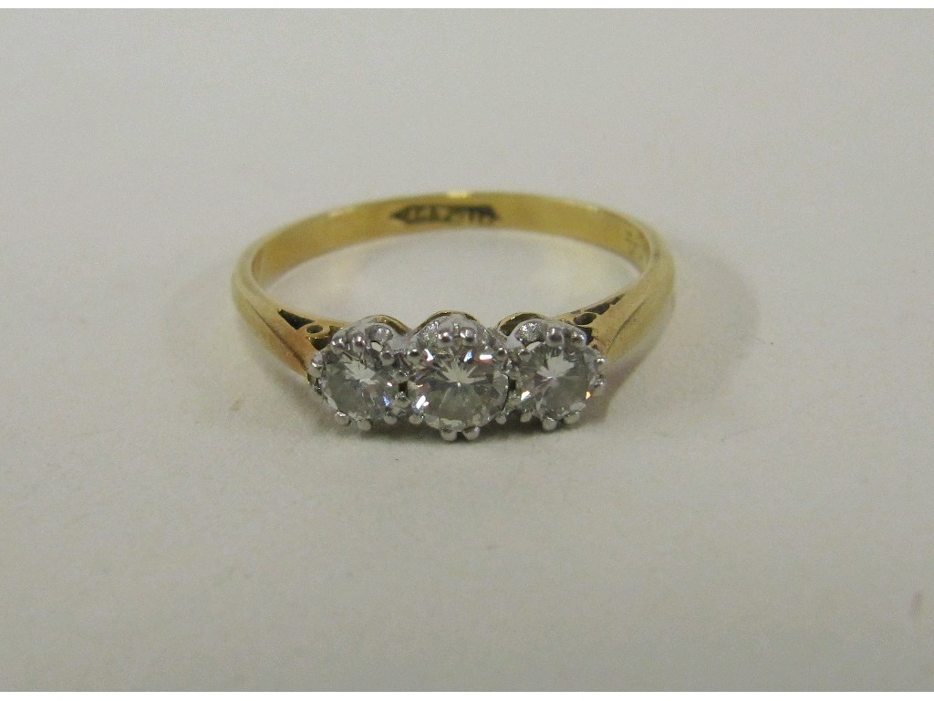 Appraisal: Eighteen carat gold and platinum diamond three stone ring