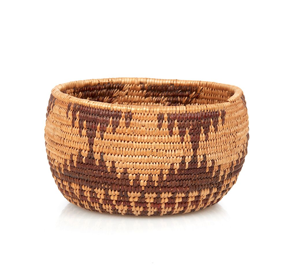 Appraisal: Northern California Indian Basket Northern California Indian basket with geometric