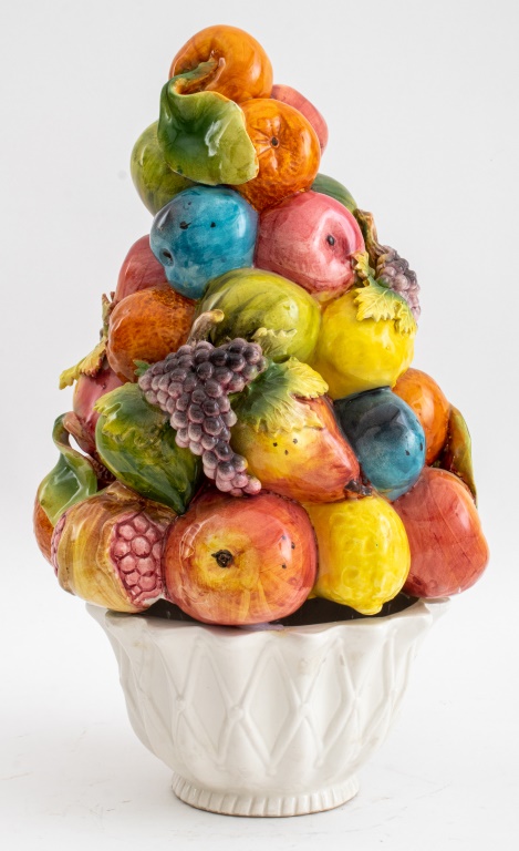 Appraisal: ITALIAN HAND-PAINTED PORCELAIN FRUIT SCULPTURE Italian hand-painted porcelain fruit sculpture