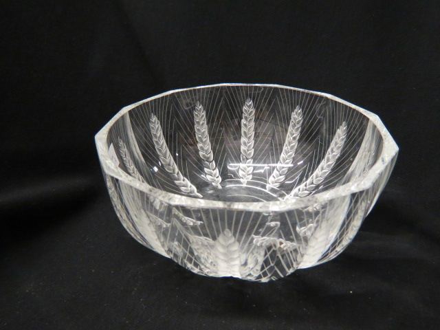 Appraisal: Lalique Crystal Bowl frosted wheat decor diameter excellent