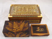 Appraisal: A burr wanut and boxwood box the lid inlaid with