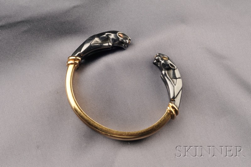 Appraisal: kt Gold and Blackened Silver Panther Bracelet Cartier France the