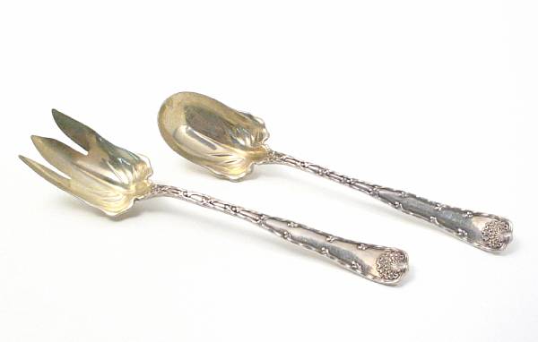 Appraisal: A sterling two piece salad serving setTiffany amp Co New