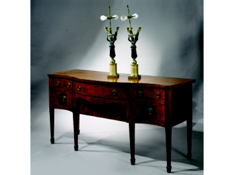 Appraisal: ENGLISH EARLY TH CENTURY MAHOGANY SIDEBOARD Shaped and crossbanded top