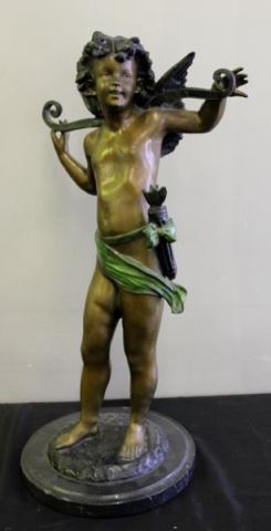 Appraisal: MOREAU Auguste Bronze Sculpture of a Cupid Signed Aug Moreau