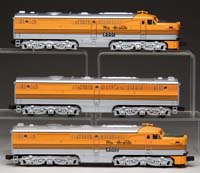 Appraisal: THREE LIONEL O GAUGE DIESEL LOCOMOTIVES ABA units one powered