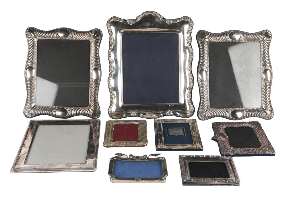 Appraisal: NINE STERLING SILVER-PLATE PICTURE FRAMESthe first paper label Da Vinci