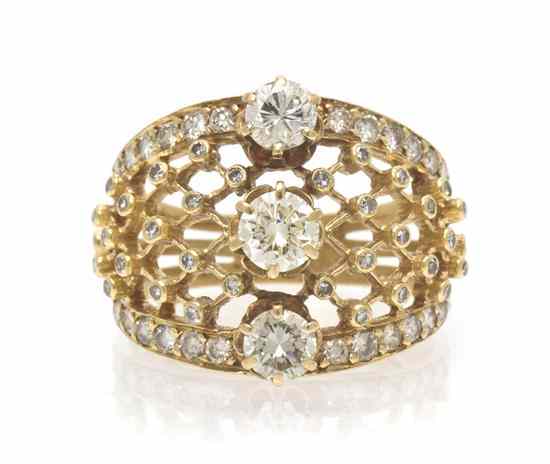 Appraisal: A Karat Yellow Gold and Diamond Ring containing three round