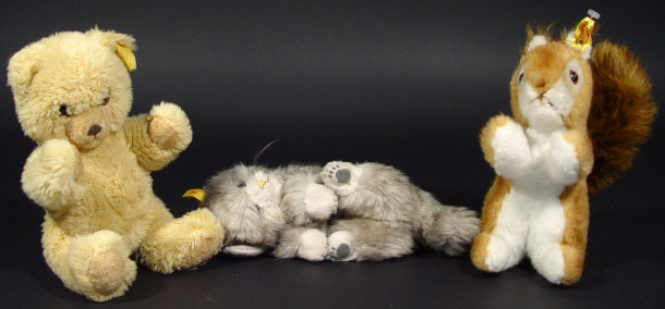 Appraisal: Three Steiff childrens stuffed animals - a cat a squirrel