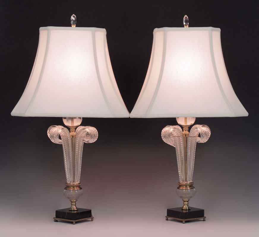 Appraisal: PAIR ART DECO REGENCY STYLE VENETIAN GLASS LAMPS Pair glass