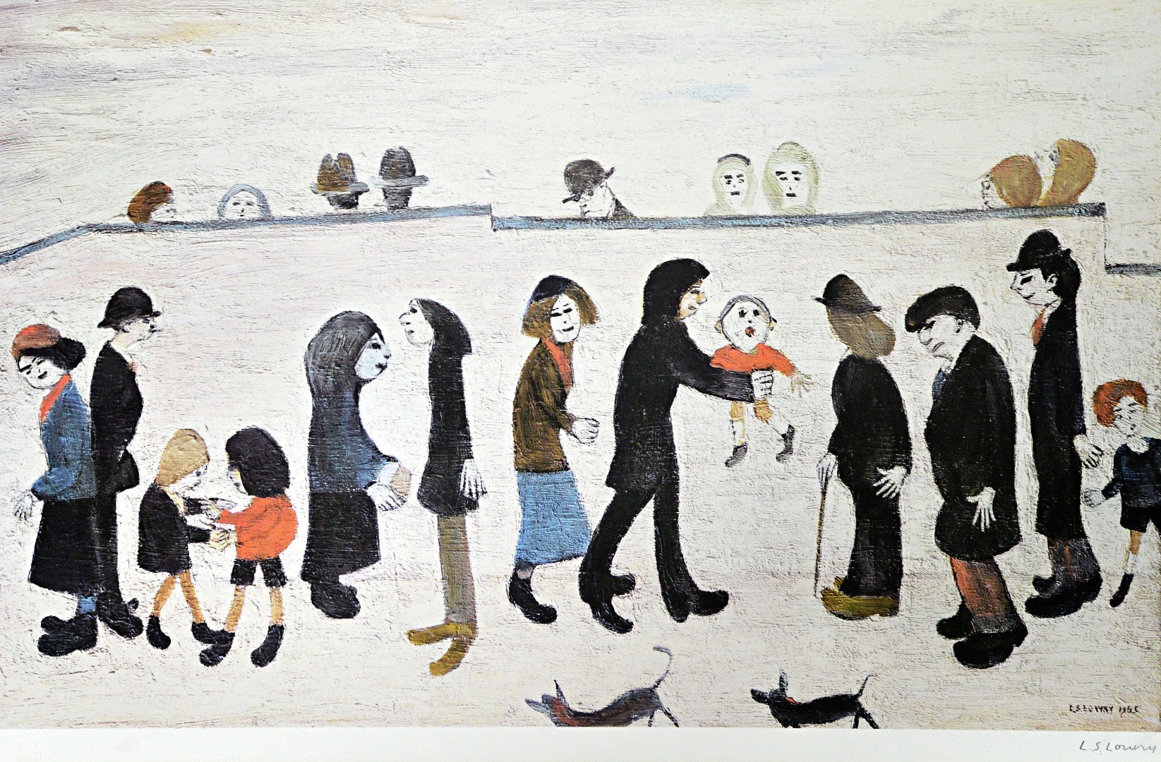 Appraisal: Laurence Stephen Lowry - Man holding child colour reproduction signed